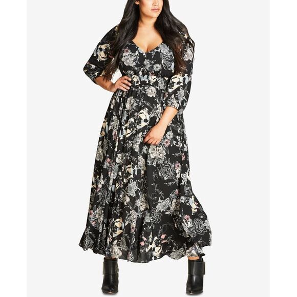 City Chic Trendy Plus Size Printed Maxi Dress - Picture 1 of 2